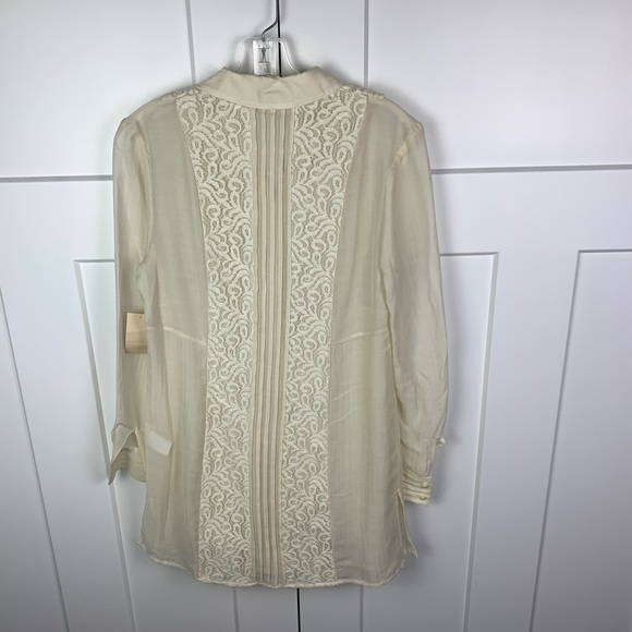 NWT Coldwater XS Long Sleeve Blouse Ivory Lace Detail Textured romantic fairy - Picture 6 of 7